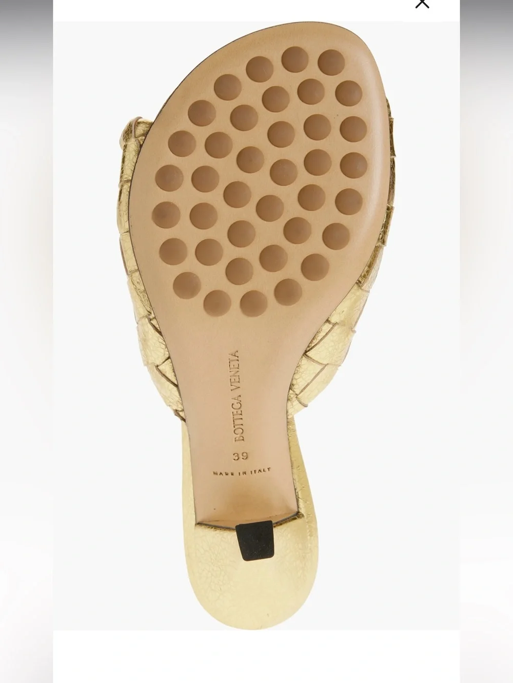 Bottega Veneta Metallic Gold Intrecciato Slide Mules